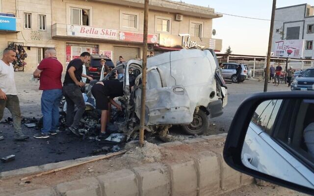 The scene of an Israeli drone strike near the town of Shaat, in Lebanon's Baalbek district, July 6, 2024. (Social media; used in accordance with Clause 27a of the Copyright Law)
