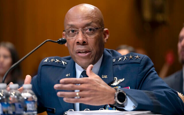 Chairman of the Joint Chiefs of Staff Air Force Gen. CQ Brown, speaks during a hearing, May 8, 2024, in Washington. (AP Photo/Mark Schiefelbein, File) Chairman of the Joint Chiefs of Staff Air Force Gen. CQ Brown, speaks during a hearing, May 8, 2024, in Washington. (AP Photo/Mark Schiefelbein, File)