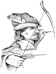 Sketch of Robin Hood, symbolizing a red hat hacker.
