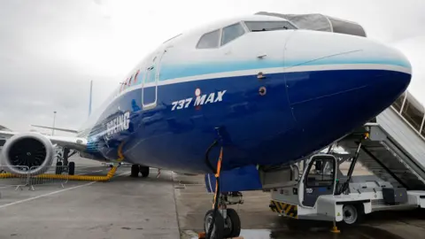 Getty Images Boeing 737 Max on display at the International Paris Air Show.