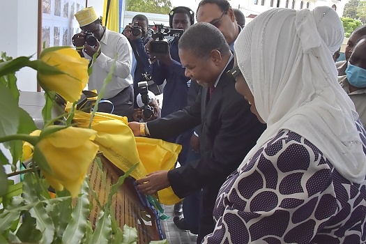Rais wa Zanzibar na Mwenyekiti wa Baraza la Mapinduzi Dk.Ali Mohamed Shein akifungua pazia kuashiria ufunguzi wa jengo jipya la Wizara ya Ardhi,Nyumba,Maji na Nishati katika hafla iliyofanyika katika jengo hilo leo Maisara Mjini Zanzibar. Rais wa Zanzibar na Mwenyekiti wa Baraza la Mapinduzi Dk.Ali Mohamed Shein akifungua pazia kuashiria ufunguzi wa jengo jipya la Wizara ya Ardhi,Nyumba,Maji na Nishati katika hafla iliyofanyika katika jengo hilo leo Maisara Mjini Zanzibar.